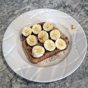 Peanut Butter on Toast with Chia Seeds and Banana